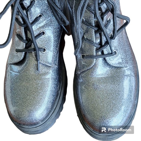 Patrizia Poweress Chunky Platform Gunmetal Metallic Combat Boots EU 36/US 6 - Picture 5 of 11